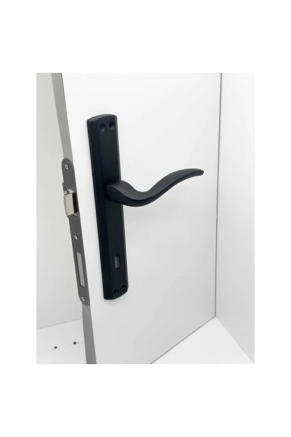 Trim Mat Siyah Lüx Aynalı Oda Kapı Kolu 1 Takım - Resim 4