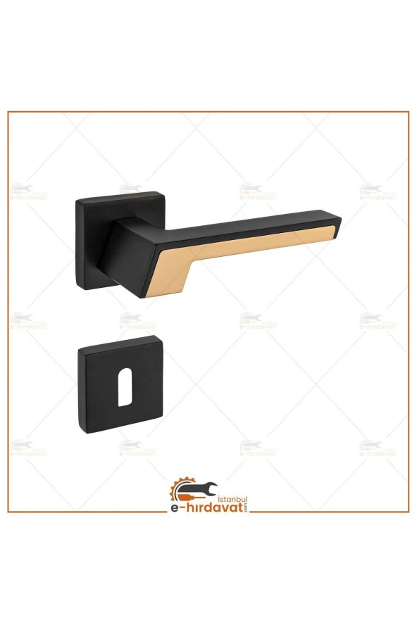 Volvo Siyah Gold Kare Rozetli Oda Kapı Kolu Koldoor 4 Takım - Resim 2