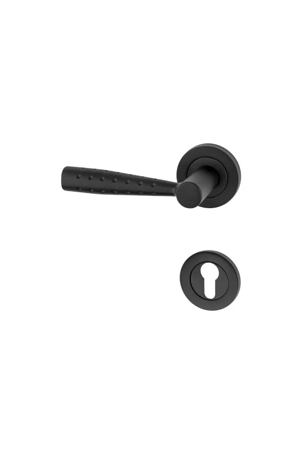 Çekiç Rozetli Mat Siyah Çelik Kapı Yale Kapı Kolu Sol Basar Tek Yön ürün görseli