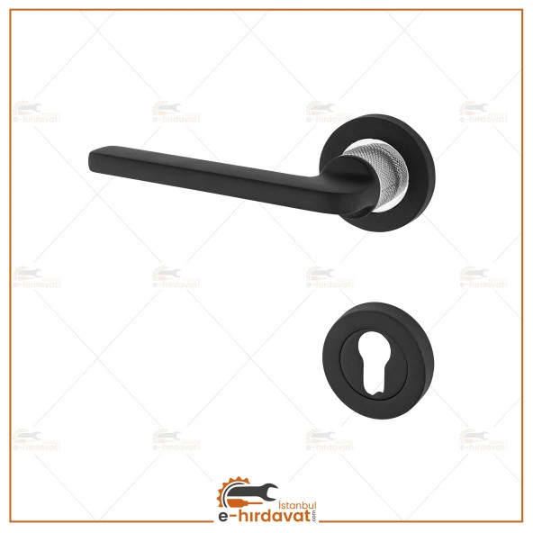 Hisar Çelik Kapı Kolu Rozetli  Daire Giriş Kapı Kolu Sol El Ile Açılır Tek Yön 1 Adet - Resim 2