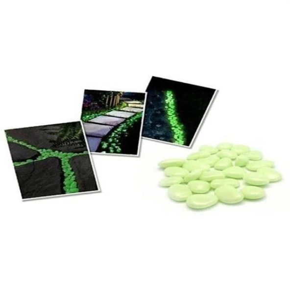 50 Adet Gece Karanlıkta Parlayan Dekoratif Fosforlu Çakıl Taşı - 3