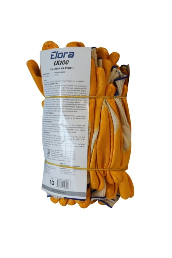 Elora Nitril Pmk Örme Beyaz/sarı 12li Paket