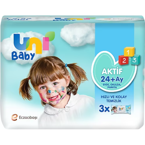 Uni Baby Aktif 24+ Ay Islak Mendil 52 Yaprak - 3 Adet