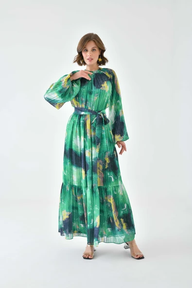 FTZ Women Kadın Desenli Elbise  Benetton 30740 - Resim 3