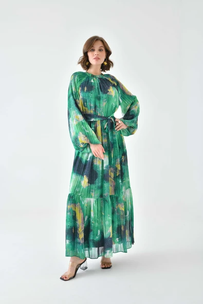 FTZ Women Kadın Desenli Elbise  Benetton 30740 - Resim 2