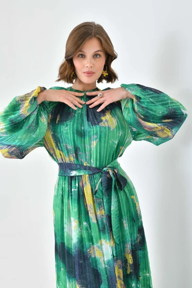 FTZ Women Kadın Desenli Elbise  Benetton 30740 - Resim 6