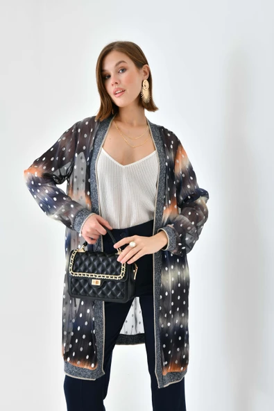 Ftz Women Kadın Desenli Ribanalı Kap Saks Mavi 30736 - 5