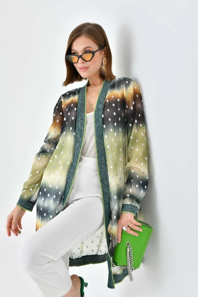 FTZ Women Kadın Desenli Ribanalı Kap  Yeşil 30736 - Resim 4