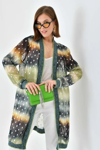 FTZ Women Kadın Desenli Ribanalı Kap  Yeşil 30736 - Resim 5