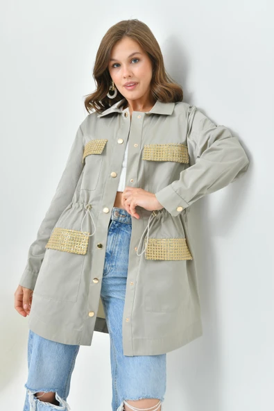 FTZ Women Kadın Paraşüt Kap  Gri 30715 - Resim 2