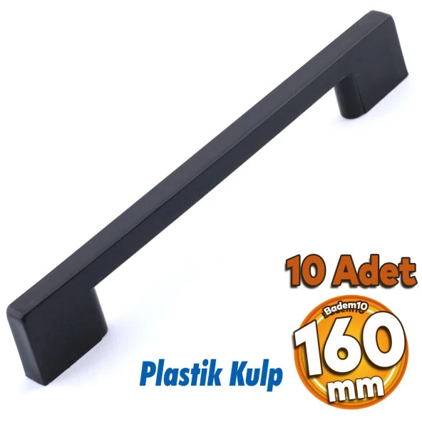 10 Adet Plastik Kulp Köprü Mobilya Mutfak Dolabı Çekmece Dolap Kulpları Kapak Kulpu Siyah 160 mm