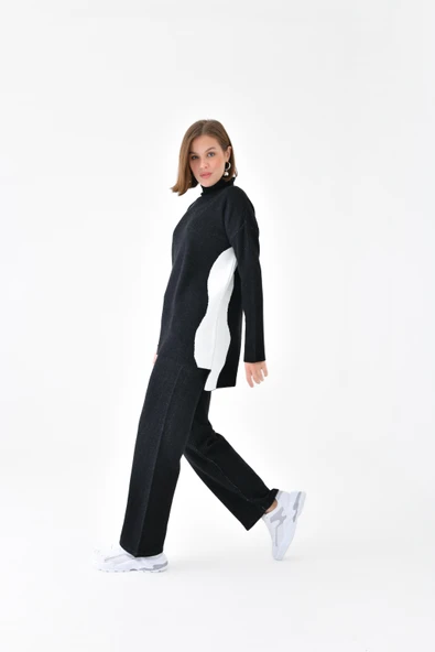 FTZ Women Kadın Yan Detaylı İkili Takım  Siyah 20644 - Resim 6