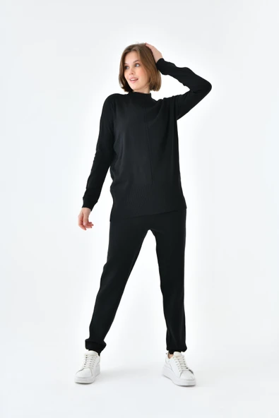 FTZ Women Kadın Bindirme Detaylı İkili Takım  Siyah 20636 - Resim 2