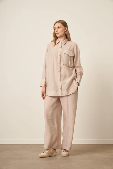 FTZ Women Kadın Modal Cepli Takım  Beige 30717 ürün görseli