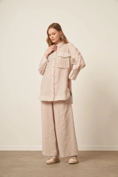 FTZ Women Kadın Modal Cepli Takım  Beige 30717 - Resim 3