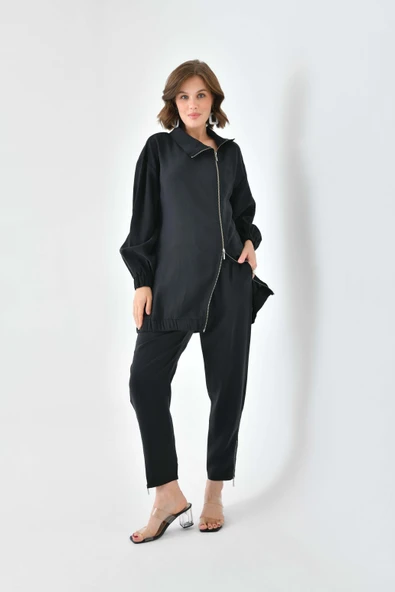 FTZ Women Kadın Modal Pantolonlu Takım  Siyah 30716 - Resim 3