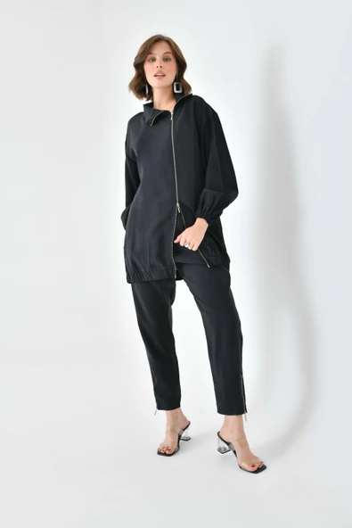 FTZ Women Kadın Modal Pantolonlu Takım  Siyah 30716 - Resim 4