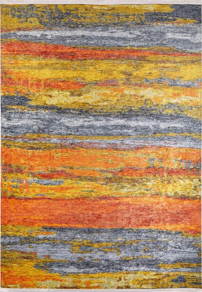 Modern Turuncu Dijital Baskı Hipoalerjenik Kaymaz Taban Halı Yolluk ürün görseli 1