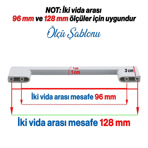 Köprü 128 Mm (SERT PLASTİK) Beyaz Mobilya Mutfak Dolabı Çekmece Dolap Kulpu Kulbu Kulpları - Resim 2