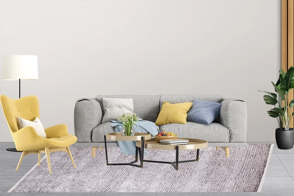 Modern Krem Dijital Baskı Hipoalerjenik Kaymaz Taban Halı Yolluk - 6