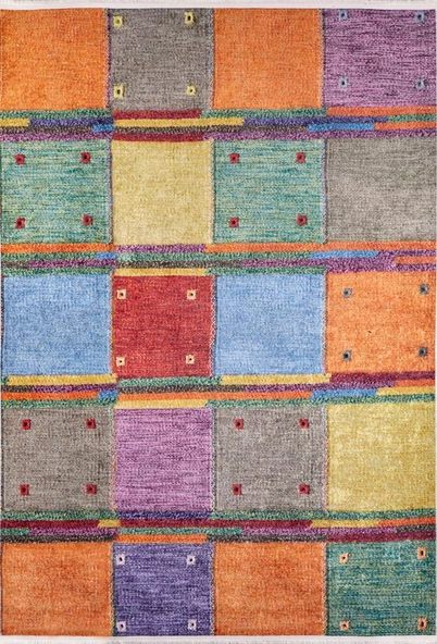 Modern Renkli Dijital Baskı Hipoalerjenik Kaymaz Taban Halı Yolluk ürün görseli 1