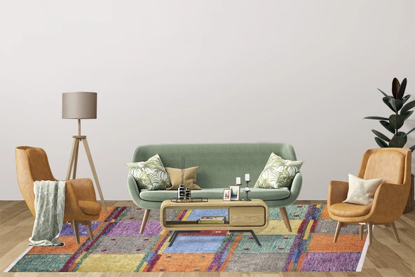 Modern Renkli Dijital Baskı Hipoalerjenik Kaymaz Taban Halı Yolluk - Resim 2