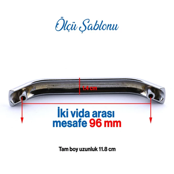 Alara (96 MM - 9.6 CM) Mobilya Mutfak Çekmece Dolabı Dolap Kulpları Kulpu Kulbu Krom Renk Metal - 2