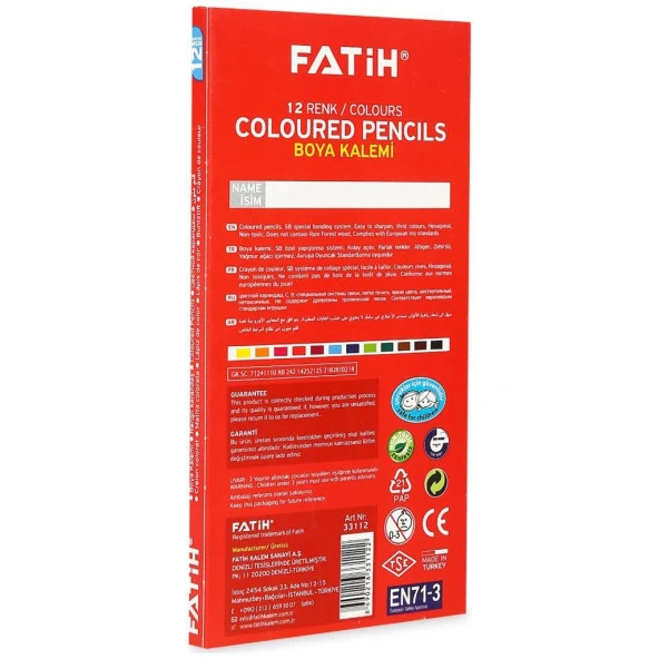 Fatih Tam Boy Kuru Boya 12 Renk 10Lu (10 Adet) - Resim 4