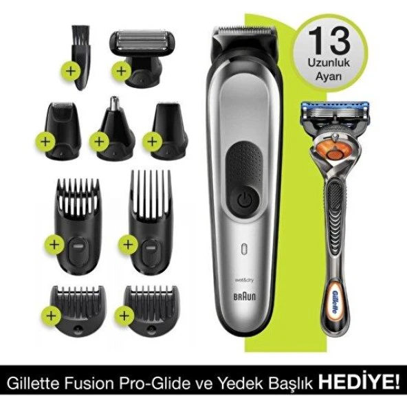 Braun MGK7220 + Gillette Fusion5 ProGlide 10'u 1 Arada Erkek Bakım Seti-Teşhir