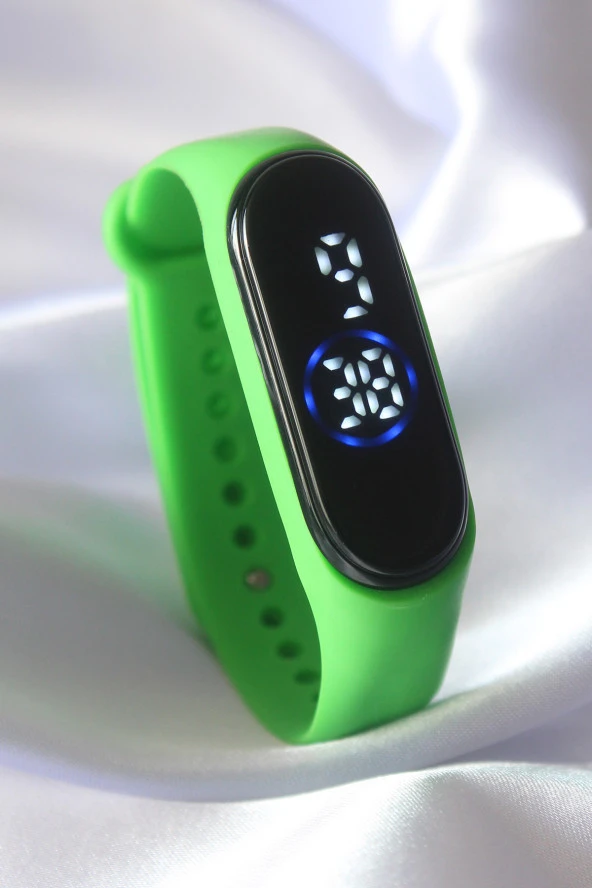 Yeşil Renk Silikon Dijital Dokunmatik Led Saat - TJ-BS3455