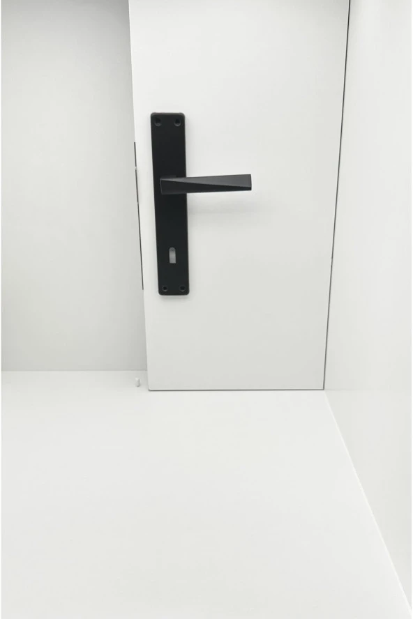 Piramit Siyah Lüx Kare Aynalı Oda Kapı Kolu 1 Takım - Resim 2