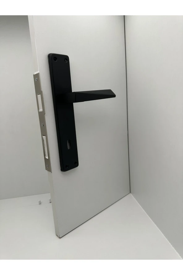 Piramit Siyah Lüx Kare Aynalı Oda Kapı Kolu 1 Takım - Resim 4