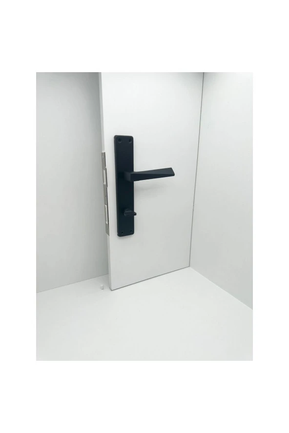 Piramit Siyah Lüx Kare Aynalı Wc Banyo Kapı Kolu Sağ Basar 1 Takım ürün görseli