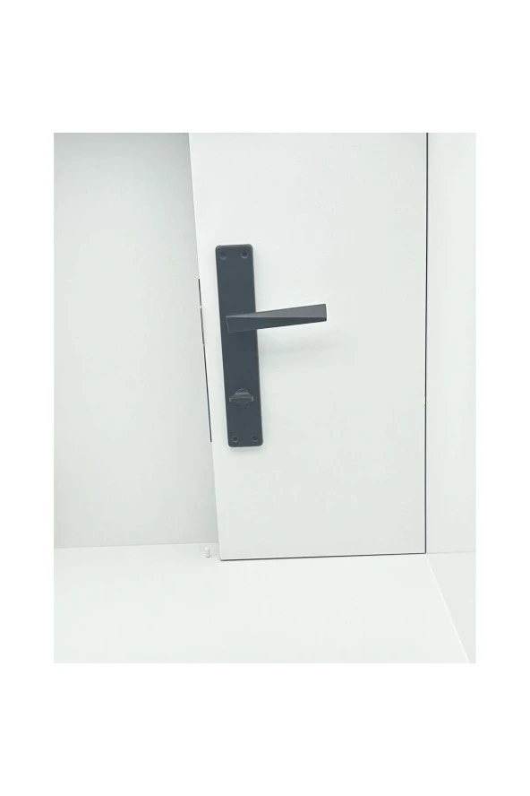 Piramit Siyah Lüx Kare Aynalı Wc Banyo Kapı Kolu Sağ Basar 1 Takım - Resim 2