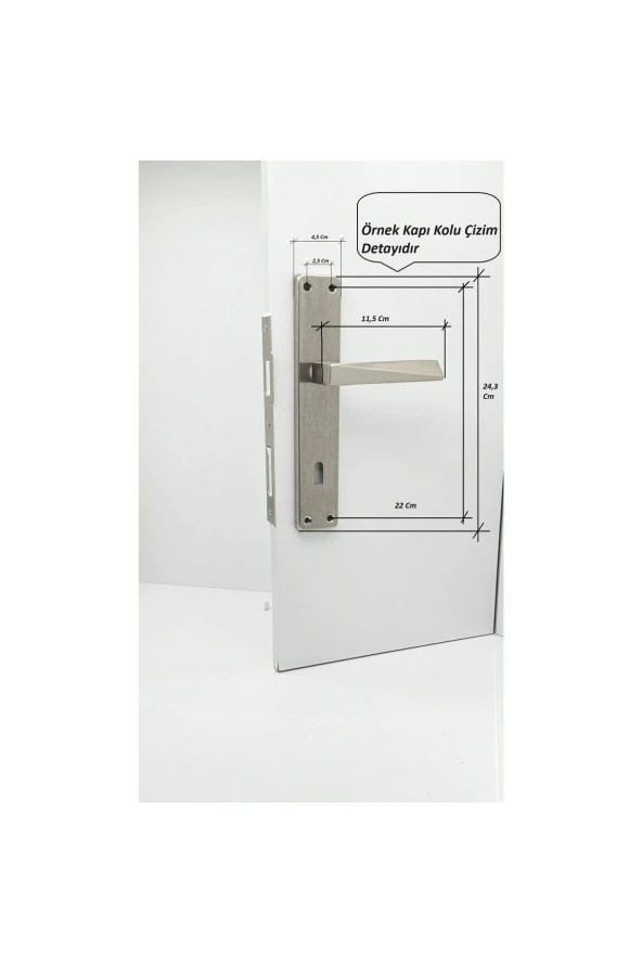 Piramit Siyah Lüx Kare Aynalı Wc Banyo Kapı Kolu Sağ Basar 1 Takım - Resim 5