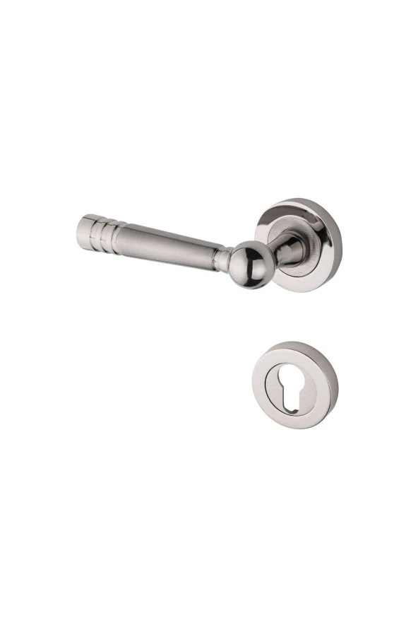 Osmanlı Rozetli Nikel Saten Çelik Kapı Kolu Yale Sol Basar Tek Yön ürün görseli