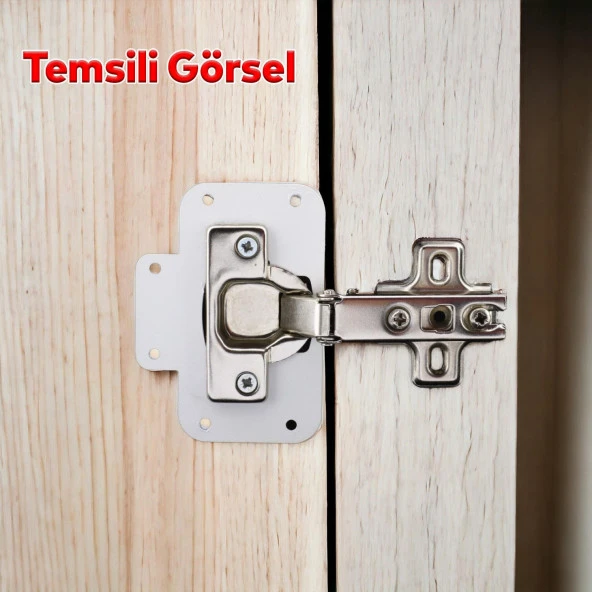 Beyaz Renk Dolap Kapak Taş Tas Menteşe Tamir Sacı 8 Adet Pratik Onarım Kiti Yuva Tablası 6,5x9 - 7