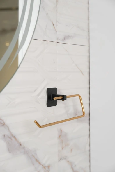 Sas Haus Yapışkanlı Kare Açık Solo Havluluk Havlu Askısı Altın Siyah  S-110 - Resim 3