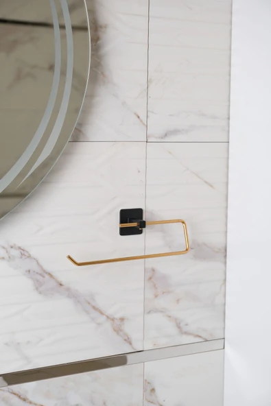 Sas Haus Yapışkanlı Kare Açık Solo Havluluk Havlu Askısı Altın Siyah S-110