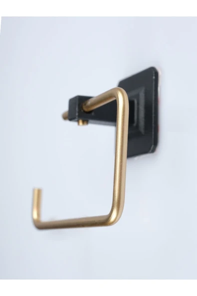 Sas Haus Yapışkanlı Kare Açık Tuvalet Kağıtlığı Wc Kağıtlık Tuvalet Kağıdı Askısı Altın Siyah KS-001 - Resim 2