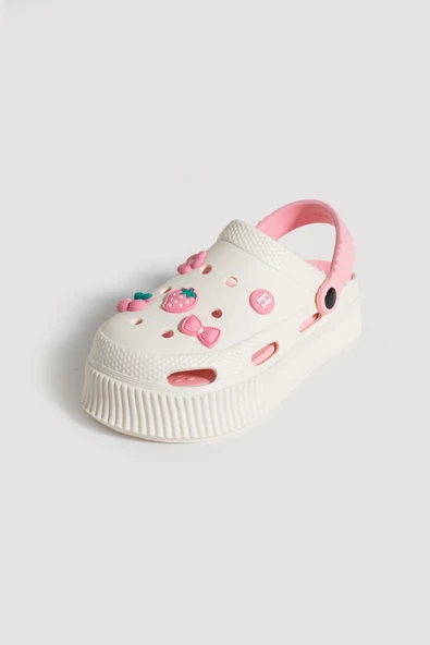 Pembe Potin Yüksek Taban Jibbitzli Eva Comfort Kadın Sandalet DNZ224-24Bej Pudra - 5