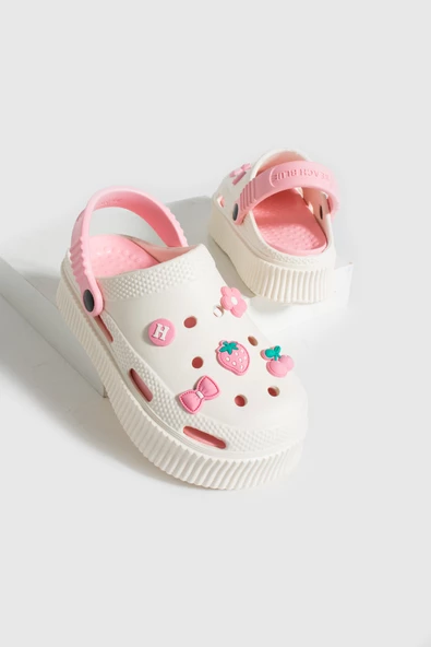 Pembe Potin Yüksek Taban Jibbitzli Eva Comfort Kadın Sandalet DNZ224-24Bej Pudra - 4