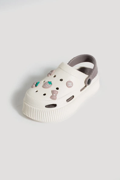 Pembe Potin Yüksek Taban Jibbitzli Eva Comfort Kadın Sandalet DNZ224-24Krem Vizon - 5