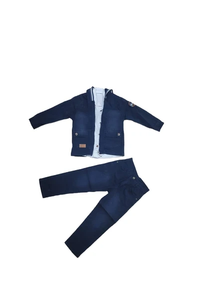 Life For Moda Erkek Çocuk Kapüşonlu Gömlekli 3'lü Keten Takım - 3