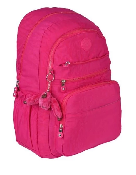 5 Bölmeli Kırınkıl Su İtici Kumaş  Aksesuarlı Okul Sırt Çantası SYG1630-Pembe ürün görseli 1
