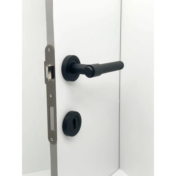 Punch Mat Siyah Rozetli Oda Kapı Kolu 1 Takım - 3