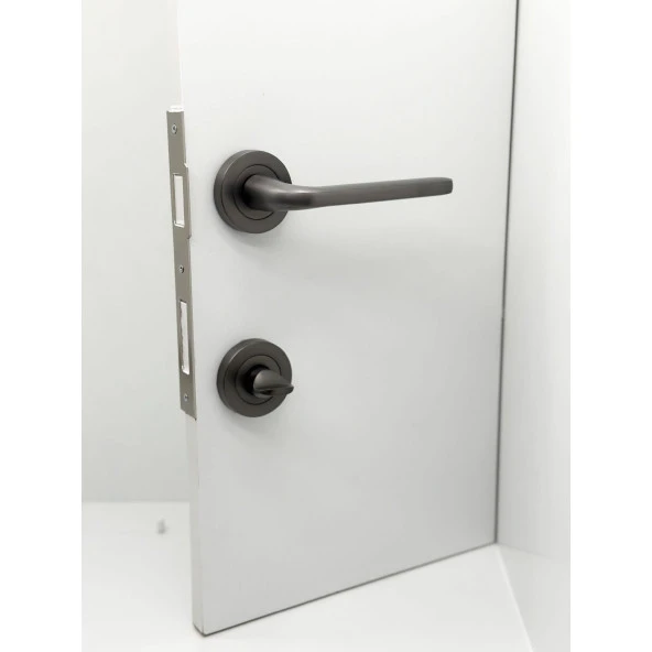 Özen Araç Mat Skoç Füme Rozetli Wc Banyo Kapı Kolu 1 Takım - Resim 2