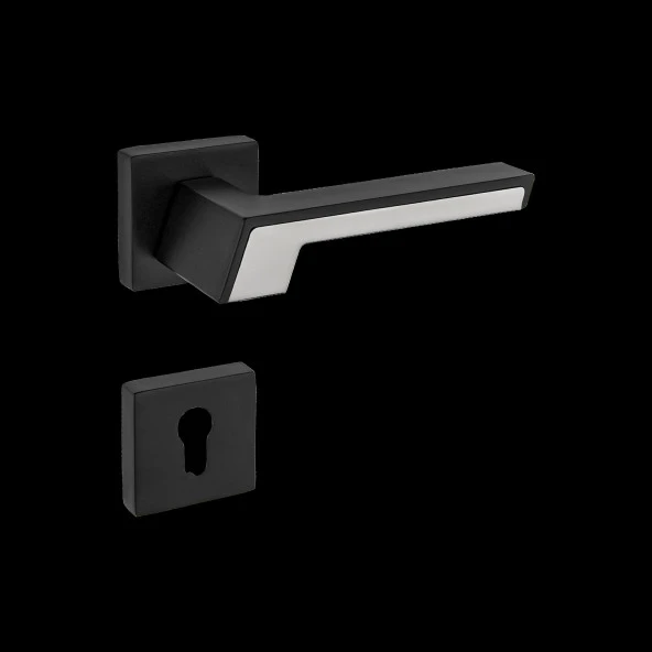 Lüx Siyah İnox Zamak Kare Rozetli Daire Çelik Kapı Kolu Sağ El İle Açılır Tek Yön 1 Adet - Resim 3