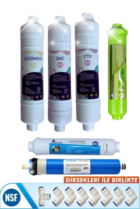 Kapalı Kasa 12 Inç Su Arıtma Cihazı Filtresi 6 Aşamalı 80 Gpd King Membranlı Inline Filtre SET ürün görseli 1