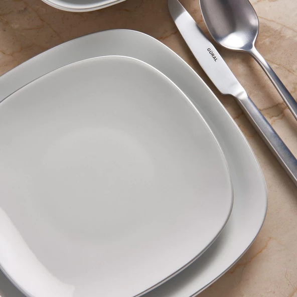 GÜRAL PORSELEN Mimoza 24 Parça 6 Kişilik Yemek Takımı Pırlanta - 4